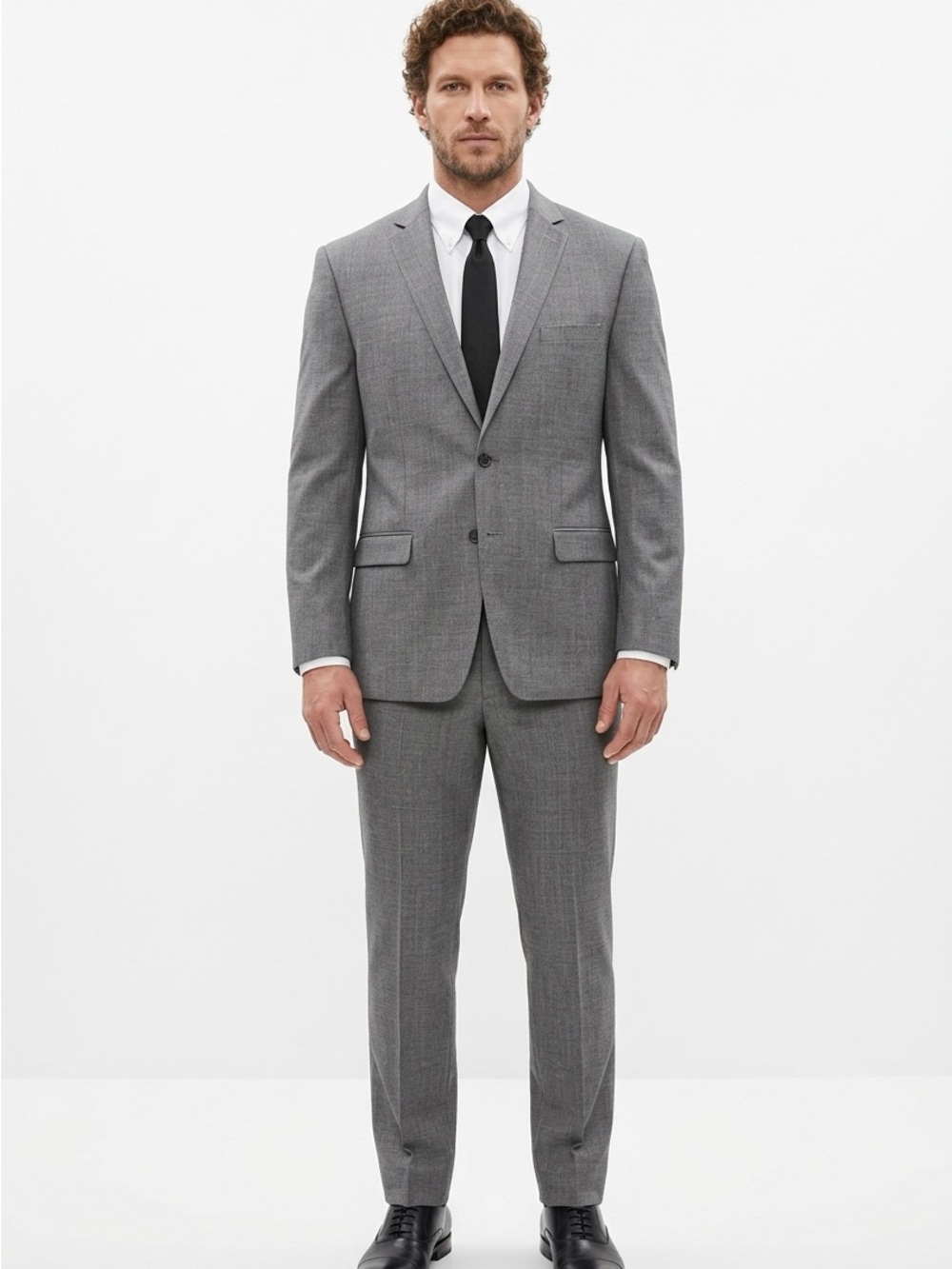 Calvin Klein Men's Gray Two-Piece Suit - Modern Tailored Look 100% wool/2-button